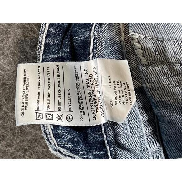 Ariat Work Women's FR Mid Rise Bootcut Blue Denim Jeans - Size 26L Cat 2 - Picture 7 of 9